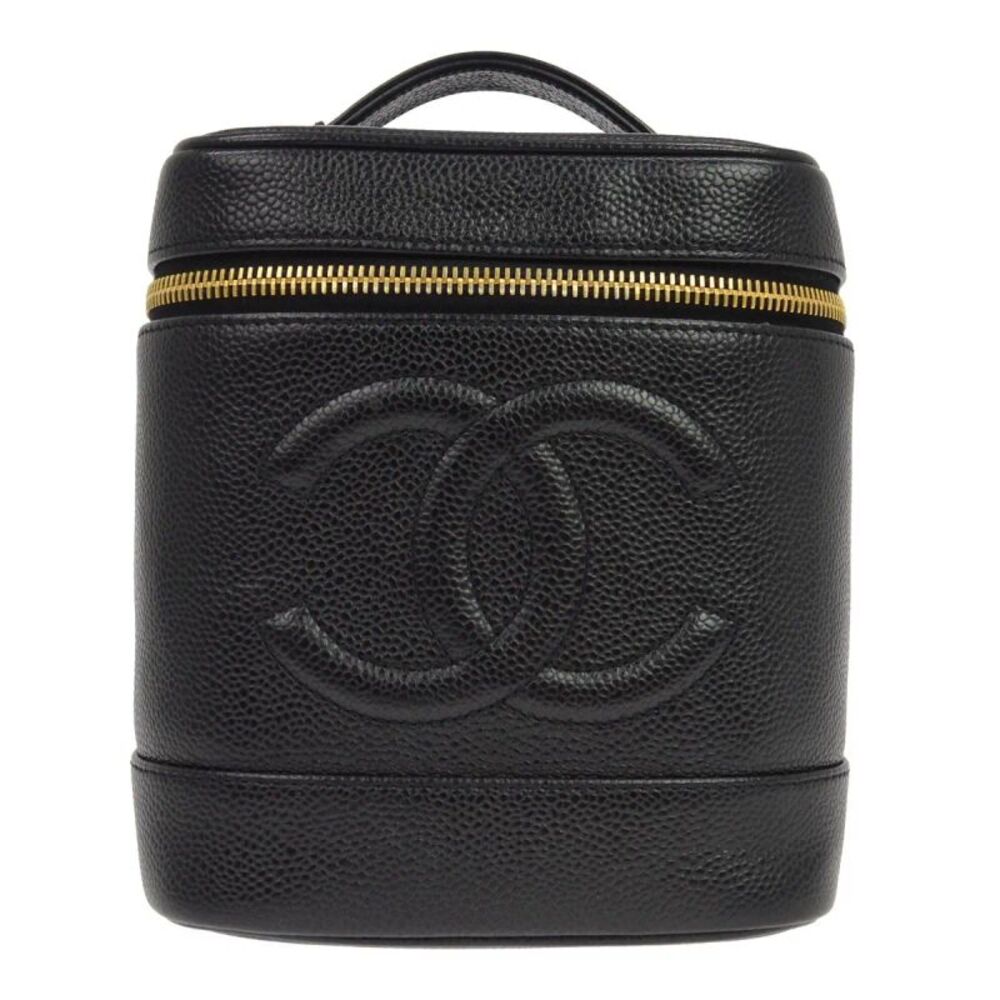 Chanel Vanity Leather Black Leather Handbag